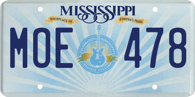 MS license plate MOE478