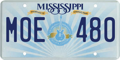 MS license plate MOE480