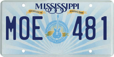 MS license plate MOE481