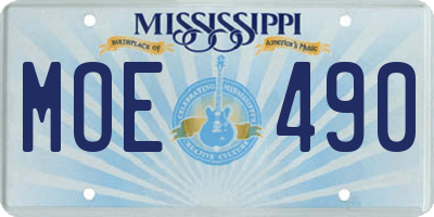 MS license plate MOE490