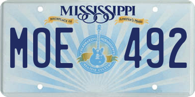 MS license plate MOE492