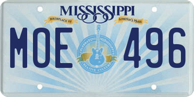 MS license plate MOE496