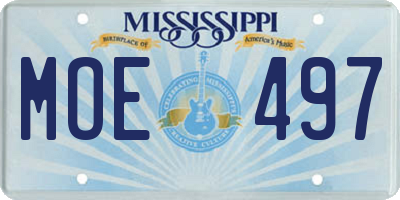 MS license plate MOE497