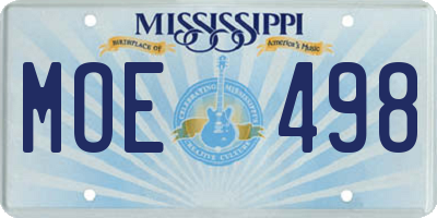 MS license plate MOE498