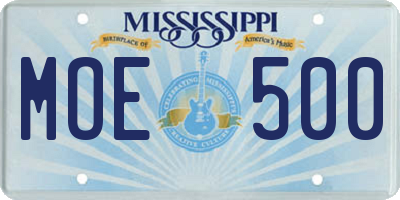 MS license plate MOE500