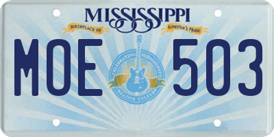 MS license plate MOE503