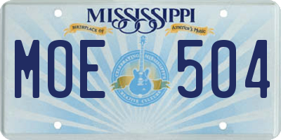 MS license plate MOE504