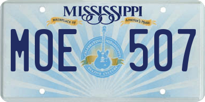 MS license plate MOE507