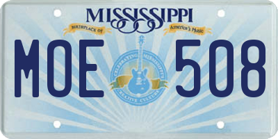 MS license plate MOE508