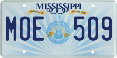 MS license plate MOE509
