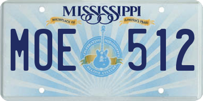 MS license plate MOE512