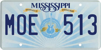 MS license plate MOE513