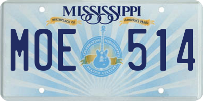 MS license plate MOE514