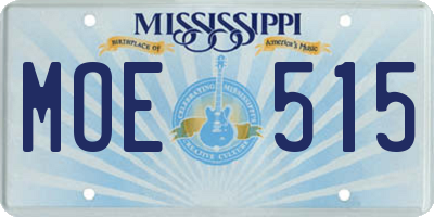 MS license plate MOE515