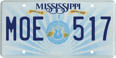 MS license plate MOE517