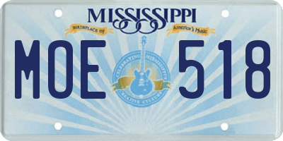 MS license plate MOE518