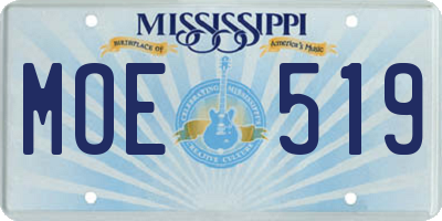 MS license plate MOE519