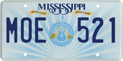 MS license plate MOE521
