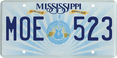 MS license plate MOE523