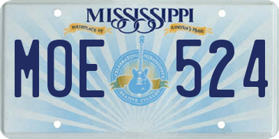 MS license plate MOE524