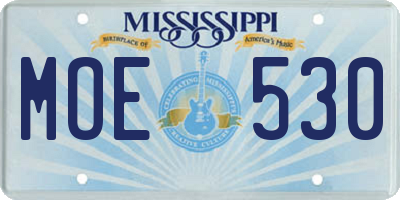 MS license plate MOE530