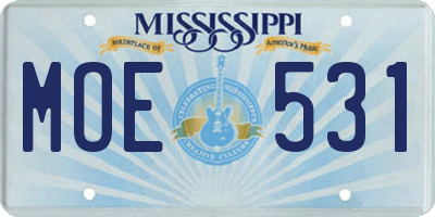 MS license plate MOE531