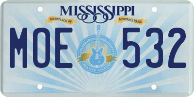MS license plate MOE532