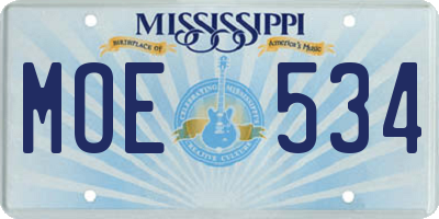 MS license plate MOE534