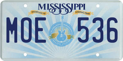 MS license plate MOE536