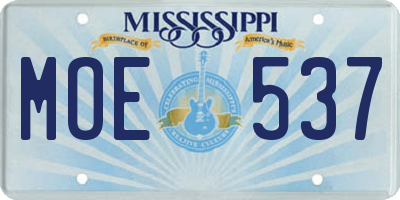 MS license plate MOE537