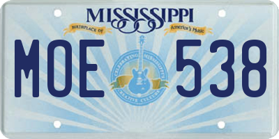 MS license plate MOE538