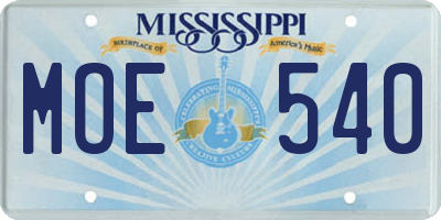 MS license plate MOE540