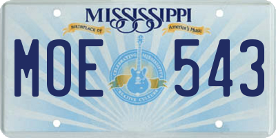 MS license plate MOE543