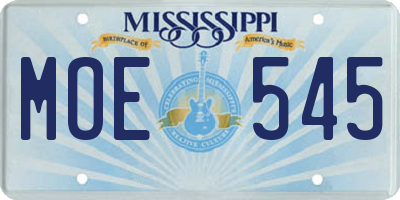 MS license plate MOE545