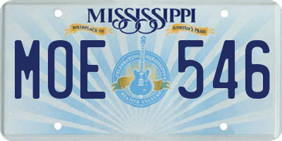 MS license plate MOE546
