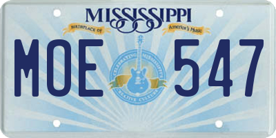 MS license plate MOE547