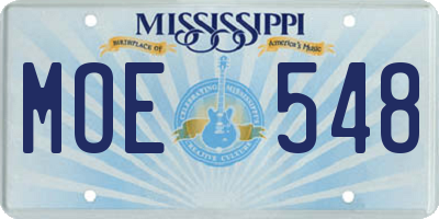 MS license plate MOE548