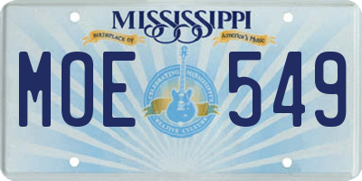 MS license plate MOE549