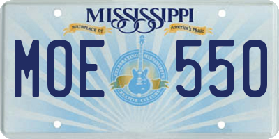 MS license plate MOE550