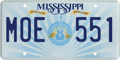 MS license plate MOE551