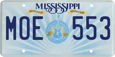 MS license plate MOE553