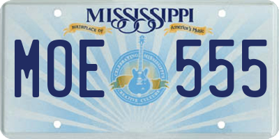 MS license plate MOE555