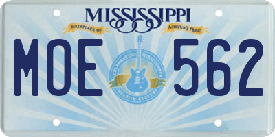MS license plate MOE562