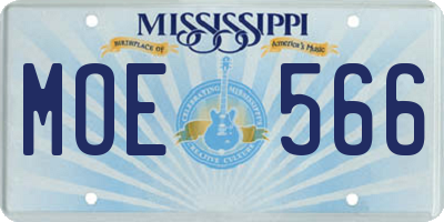 MS license plate MOE566