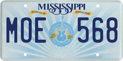 MS license plate MOE568