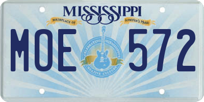 MS license plate MOE572