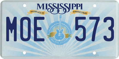 MS license plate MOE573
