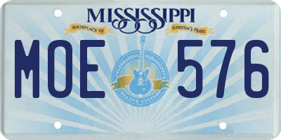 MS license plate MOE576