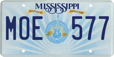 MS license plate MOE577