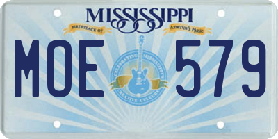 MS license plate MOE579
